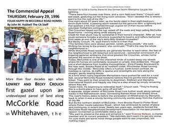 A quick read about the origin of the McCorkle Road Neighborhood Development Association and it's involvement in the Whitehaven Community.
by John M. Hubbell 
The CA Staff
